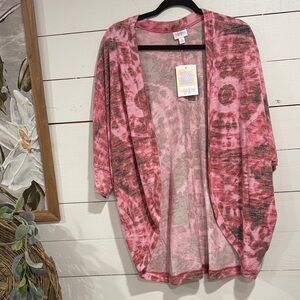 Pink Patterned Cozy Open Tracy Cardigan